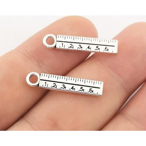 JINDINSP 20pcs 24x5mm Straightedge Ruler Charm Pendants Jewelry Making School Supplies Pendant Charms Makings
