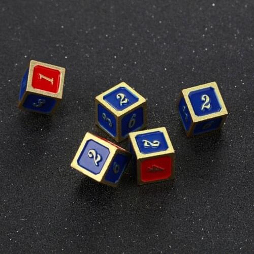 5Pcs/Set 6 Sided Number Color Alloy Dice Party Family DIY Games Engraving Educational Toys Accessaries