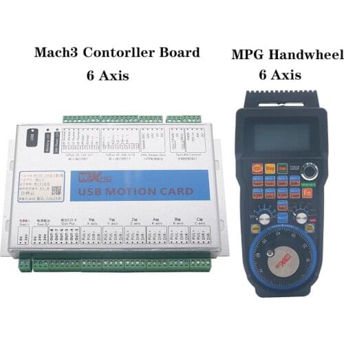 6-Axis Mach3 Motion Controller USB Port 2MHz CNC Breakout Board MK6-V + 6-Axis Wireless MPG Handwheel