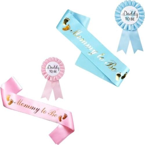 Baby Shower Decoration Gender Reveals Celebration Party Gifts Mommy to Be Sash Daddy to Be Badge Kit