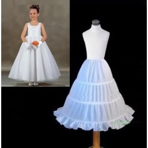 White Children Petticoat 2023 A-line 3 Hoops Kids Crinoline Bridal Underskirt Wedding Accessories For Flower Girl Dress