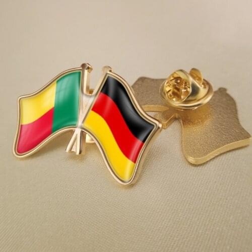 Benin and Germany Crossed Double Friendship Flags Lapel Pins Brooch Badges