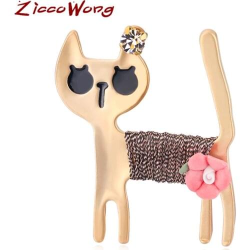 2019 ZiccoWong Cartoon Cat Gold Silver Brooch Party Casual Decorations Personalized Women Jewelry