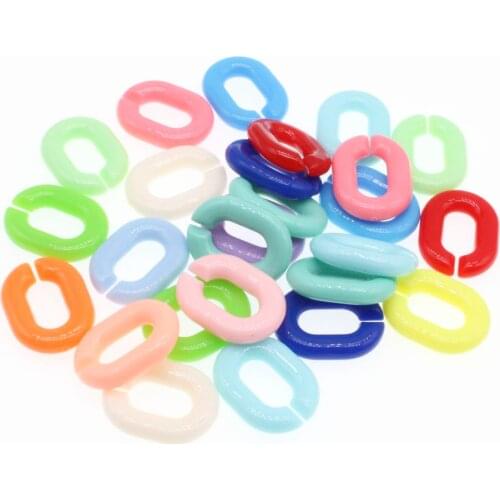 CHONGAI 50Pcs Mixed Color Acrylic Oval Open Ring Beads Connector link Chain For Necklace Bracelet Making 24mm