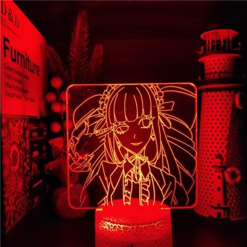 Danganronpa celestia ludenberg 3D Lamp Anime Led Night Light Action Figure Illusion Table Lamp For Kids Bedroom Decor Manga Gift
