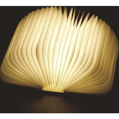 USB Rechargeable LED Wooden Book Lamp Night Light Mini Fold Book Light Bedside Reading Lamp Children Bedroom Christmas Lamp Gift