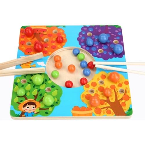 Baby Wooden Board Bead Game Toy Clip Beads Puzzle Early Educational Toys for Toddlers Children