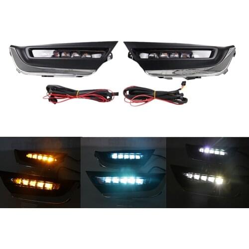 For Honda CRV CR-V 2017 2018 2019 1 Set Daytime Running Light DRL LED Flowing Flashing Blue Fog Lamp Yellow Turn Signal Light