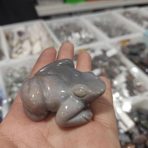1pcs Natural Hand-Carved Animal Moss Agate stone crystal Frog figurine