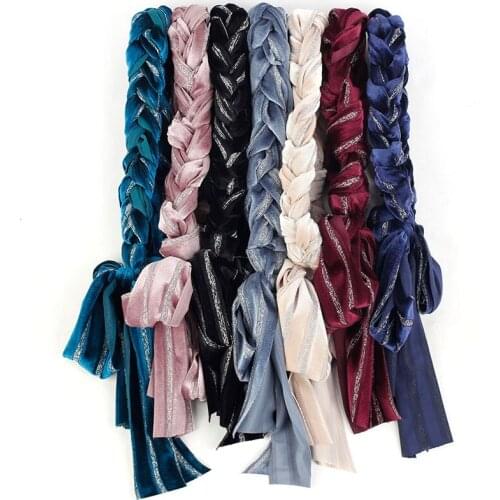 Geebro Woman Soft Velvet Braid Bands Headbands New Bohemia Stretch Casual Hair bands Accessories For Ladies Party Turban