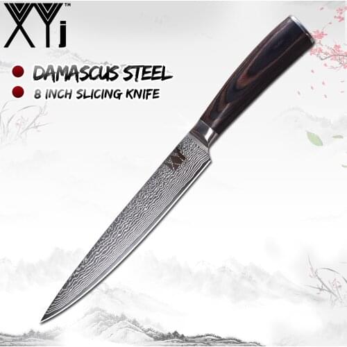 XYj Damascus Steel Kitchen Knife Fruit Utility Santoku Chopping Slicing Chef Japan VG10 Core 67 Layer Meat Cleaver Cooking Tools