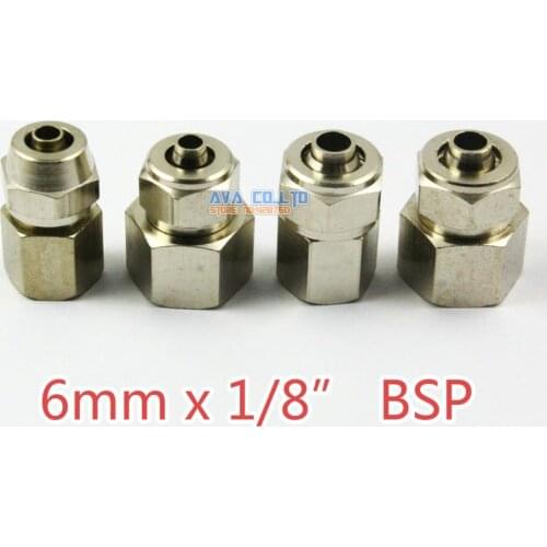 10 Pieces 6mm x 1/8" BSP Brass Straight Female Pneumatic Pipe Hose Quick Coupler Connector Coupling Fitting