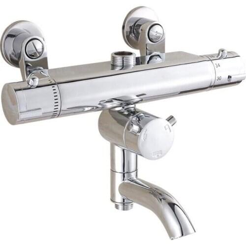 Brass thermostatic shower faucet mixing valve, Dual handle wall mounted shower faucet, Copper bathroom thermostatic faucet bath