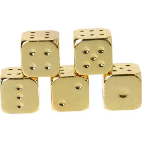 5pcs 13mm Metal Dice Gold/Silver Solid Heavy Dice Bar Night Club Party Drinking DND Game Dice