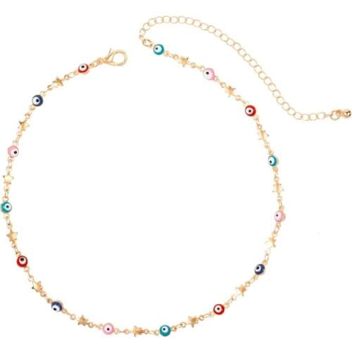 Fashion Jewelry Star Evil Eye Choker Necklace For Women Collier Oeil Necklace Charm Chain Necklace Handmade Collares