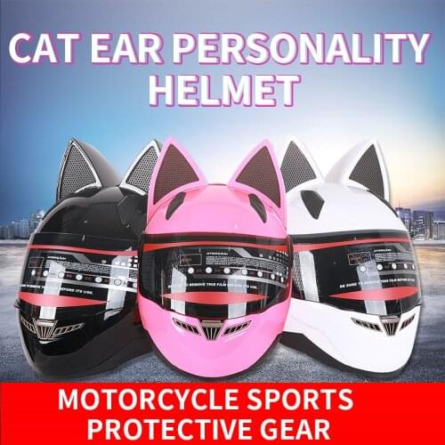 Cat Ear Motorcycle Helmet Men and Women Personality Cool Four Seasons Universal Anti-fog Off-road Motorcycle Full Helmet