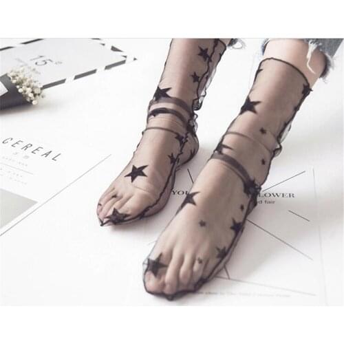 Women Fishnet Ankle Transparent Socks Lady Summer Sexy Polka Dot Mesh Lace Fish Net Short Socks Mesh Hosiery B625