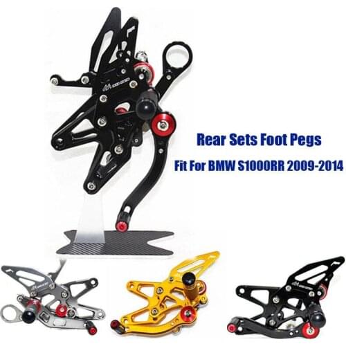 Fit For BMW S1000RR 2009-2014 10 11 12 13 CNC Adjustable Footrest Foot Pegs Pedal Mount Bracket Sets Footpeg Rider Rear Rearset