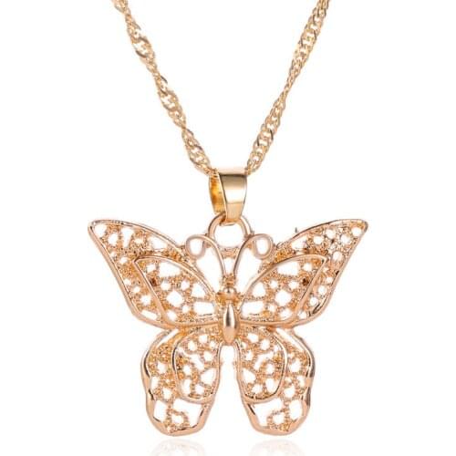 YWZIXLN Boho Charm Gold Color Butterfly Pendant Fashion Necklaces Bijoux For Women Elegant Choker Jewelry N058