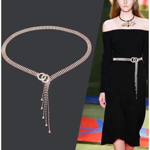 INS Inlaid Crystal Diamond Women Belt European And American Waistband Glittering Waist Chain