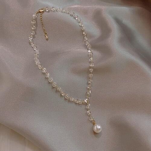 Simple Short Crystal Pearl Necklace Female Necklace Clavicle Neck Jewelry Temperament Personality Wild Pearl Pendant