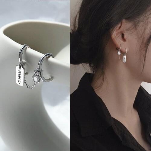 Silver Earrings For Women Double Hole No Fade No Allergy Crystal Women 925 Sterling Silver Earrings Jewelry Wholesale