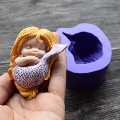 Silicone 3D Mermaid Cake Decoration Handmade Soap Ccandle Aaroma Stone Mold Cake Decoration Tools SQ17208