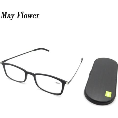 Thin Anti-blue Ray Reading Glasses Portable Square Tr90 Spectacles Eyeglasses With Phone Magnetic Case Eyewear Frame Men Women+2