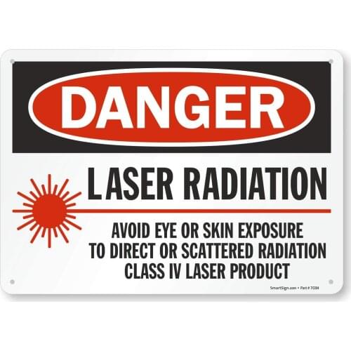 U9829NA10x12 "Danger Laser Radiation, Avoid Exposure" Sign |8" x 12" Aluminum Black/Red on White