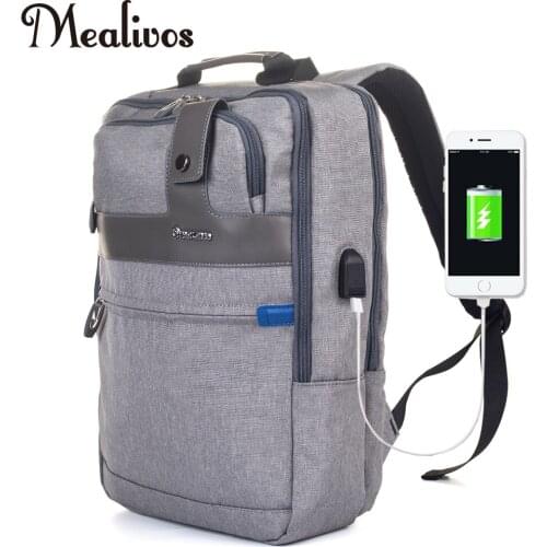 Mealivos Anti-theft Water Resistant Laptop Backpack With USB Charging Port Lightweight School College Bag Rucksack Fits 17-inch