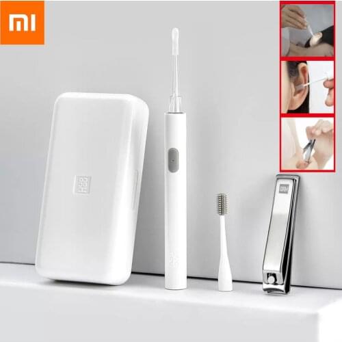 XIaomi HUOHOU LED Portable USB Ear Nail Care Kit Ear Pick Brush Wax Cleaner Removal Tool Kit with Light Nail File Clipper Cutter