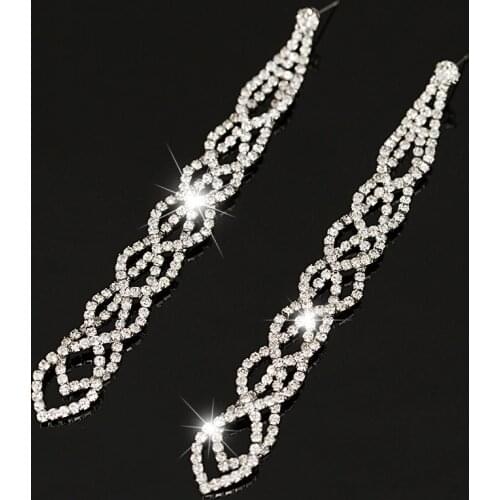 YFJEWE Fashion Graceful Women Evening Jewellery Full Crystal Filled Long Drop Earrings For Women Bridal Girl Accessories #E021