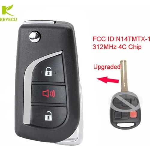 KEYECU Replacement Upgraded Flip Remote Car Key Fob 312MHz 4C for Lexus RX300 1999 2000 2001 2002 2003 FCC ID: N14TMTX-1
