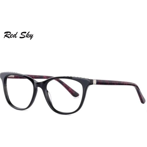 Women Cat Eye Glasses Frame Acetate Optrical Eyeglasses Diamond Luxury Design 2020 Female New Prescription Myopia Spectacles