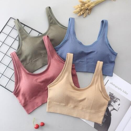 Women Tank Crop Top Seamless Underwear Female Beauty V-Back Crop Tops Lingerie Sport Fitness Top Sexy Padded Camisole Femme