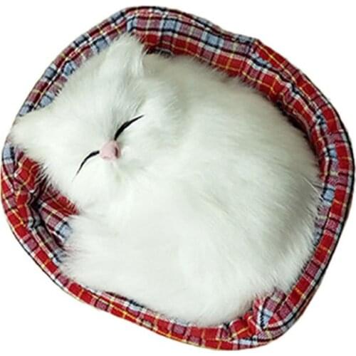 1pc Kawaii Simulation Sounding Sleeping Cats Plush Toy With Nest Interior decoration Childrens Favorite Birthday Gift