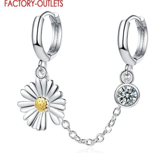 1 Pc 100% Real 925 Sterling Silver Drop Earrings Little Daisy Pattern Abstract Design Silver Dangle Earrings For Women