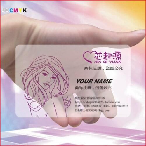 1000Pcs PVC Transparent Clear Busines s Cards Printing Free Quality Design Fashion PVC card,0.38mm