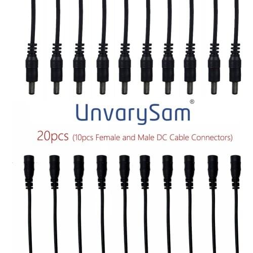 10Pais DC Power Extension Cable DC Jack Female Male Plug Cable Adapter Extension Cord Connector for Camera CCTV LED Monitor