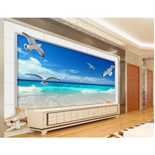 3d wallpaper 3d tv wall paper 3 d TV 3 d homeThe sitting room TV setting wall dream beach 3 d window wallpaper