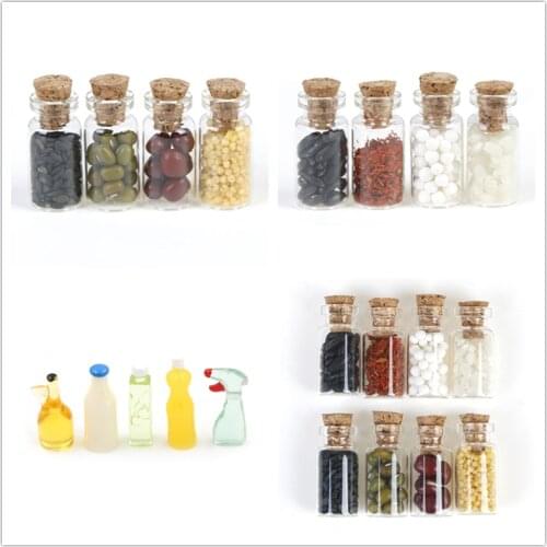 4/5Pcs 1:12 dollhouse miniature Mini Seasoning food bottle furniture toy match for dollhouse families collectible Gift 2019