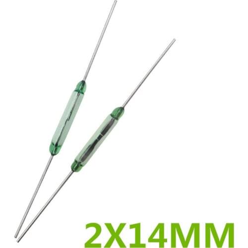 50PCS/LOT Reed Switch 2X14MM GLASS Green N/O Low Voltage Current 100% NEW ORIGINAL