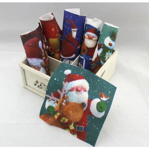 Promotion! Christmas Deer & Santa Claus Printed Cotton Linen Fabric canvas Cartoon fabric telas Patchwork tissue for sewing bag