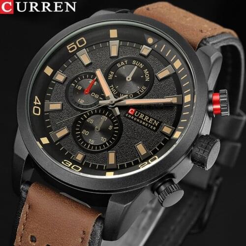 CURREN Top Brand 2019 New Fashion Casual Waterproof Quartz Watch Men Military Leather Sports Watches Man Clock Relogio Masculino