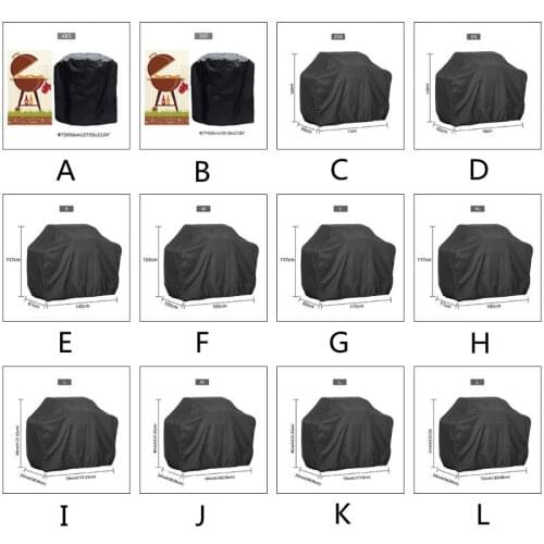 Outdoor BBQ Grill Cover 7 Sizes Black Waterproof Barbeque Cover Heavy Anti-Dust Rain Protector Grill Cover BBQ Accessories