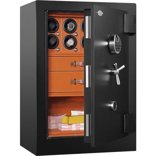 Black Safe Box Automatic 8 Watches Winder Security Strongbox Carbon Jewelry Storage Case