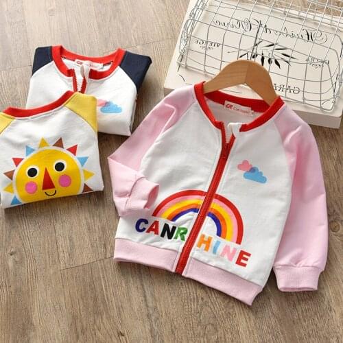 Childrens Jackets 2019 Spring Autumn New Baby Boys and Girls Rainbow Printed Casual Coats Kids Girls Outwear Jacket Tops 2-7Y