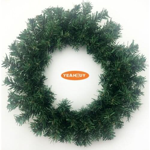 DIA 40cm Green Simulation Christmas Wreath Green Holiday Home New Year Decorations Pendant Gift Free Shipping