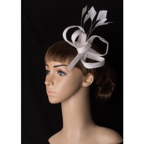 Sinamay Fascinator Headwear Colorful Mesh Feather Party Show Hair Accessories Nice Millinery Cocktail Hat Classical Color MYQ098