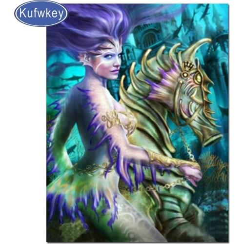 Mermaid Seahorse 5D Diamond Painting Full Square/Round Drill Diamond Art Needlework Handmade Picture Of Rhinestones Craft
